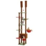 TripleTower floor-to-ceiling cat tree in brown with hammocks, house and platforms