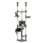 DualTower floor-to-ceiling cat tree in grey with hammocks and platforms