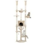DualTower floor-to-ceiling cat tree in beige with hammocks and platforms